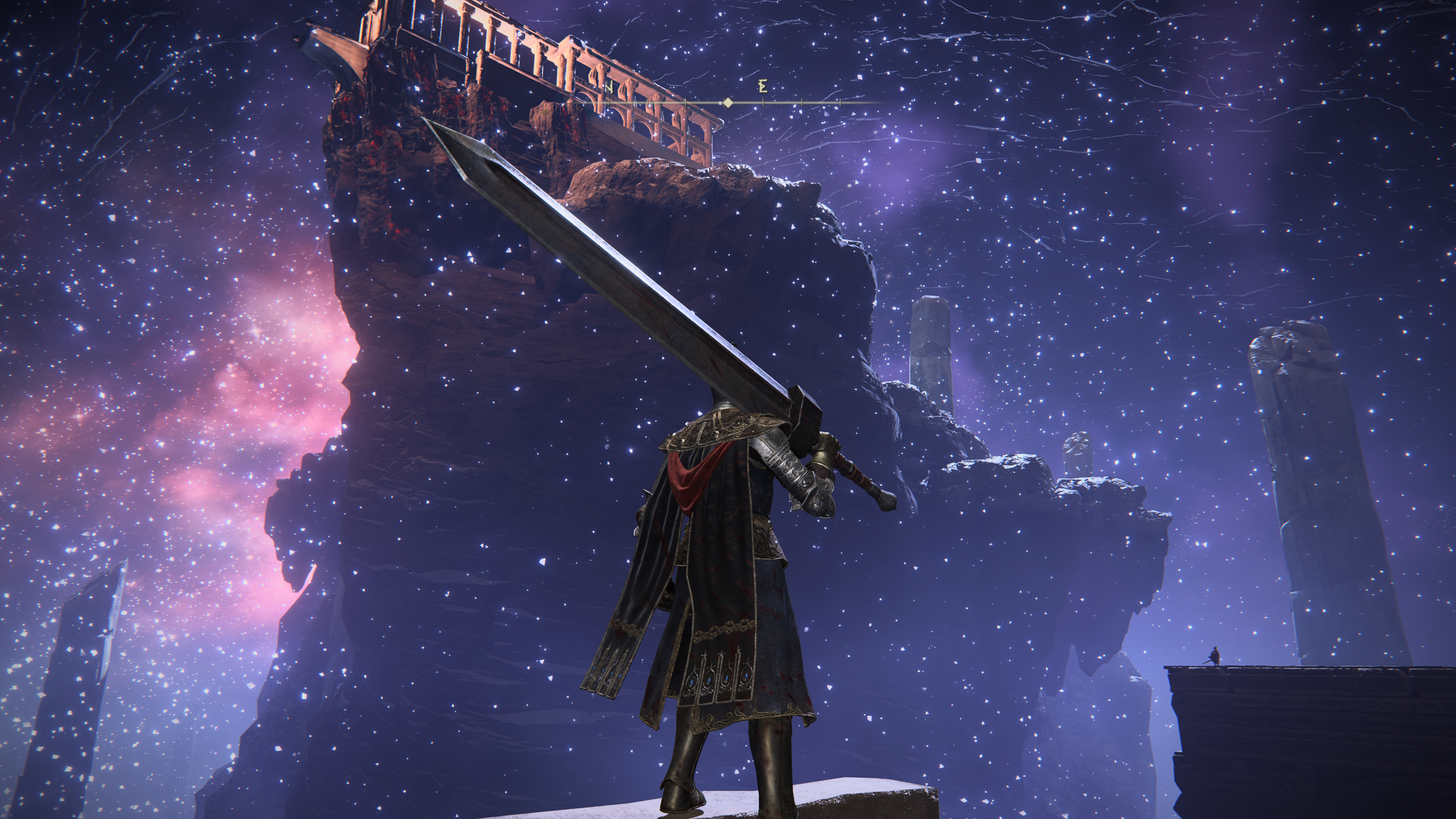 Arte promocional de Elden Ring com cenário épico