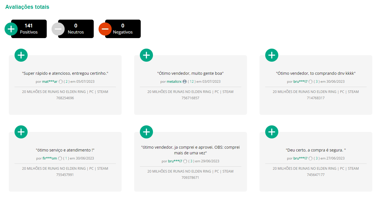 Avaliações de clientes da Grilo Games Store